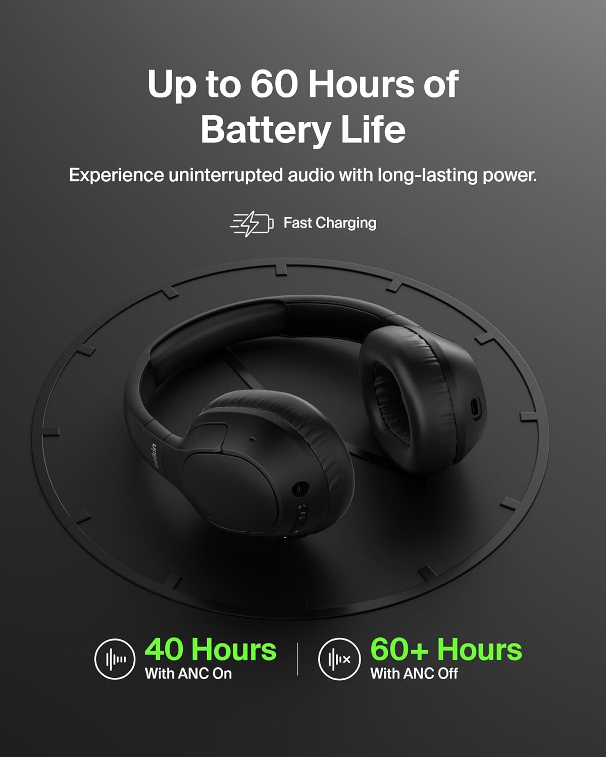 Belkin Soundform Isolate Noise Cancelling Headphones - Black Belkin Soundform Isolate Noise Cancelling Headphones - Black
